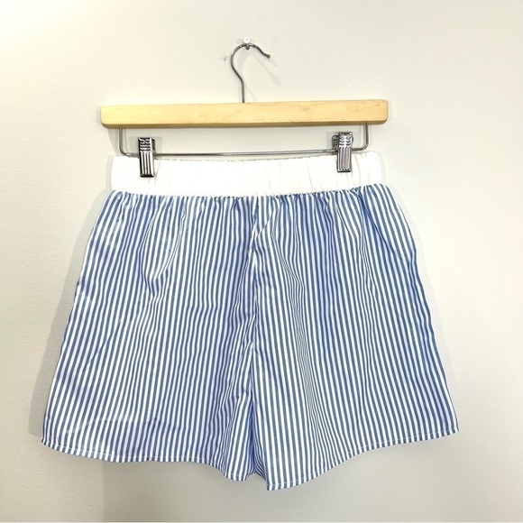 Blue White Stripe High Waist Pj Shorts 4 - Picture 3 of 8